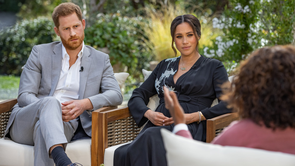 Oprah interviews Harry and Meghan during a CBS Primetime special
