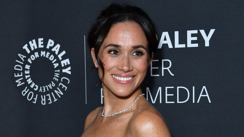 Meghan Markle smiling at the Paley Honors Gala