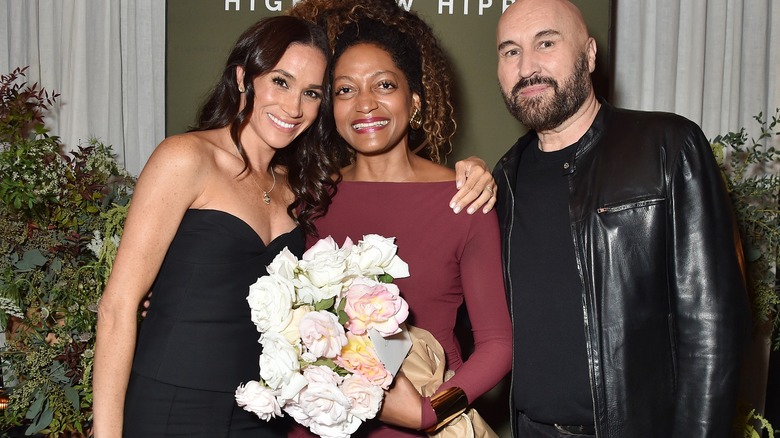 Meghan, Duchess of Sussex, Kadi Lee, Serge Normant at the Highbrow Hippie Launch Party held at Gjelina on November 14, 2024 in Venice, California.