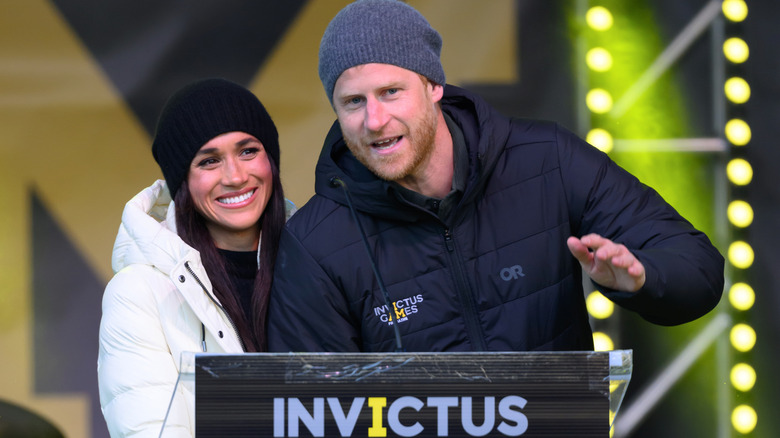 Meghan Markle and Prince Harry speaking at the Invictus Games