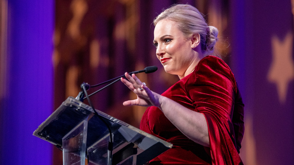 Meghan McCain speaking at a a volunteering award in 2019