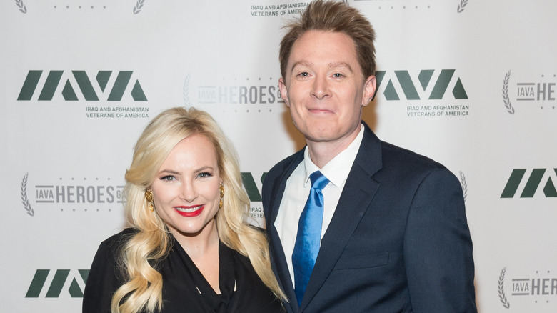 Megan McCain and Clay Aiken pose on the red carpet