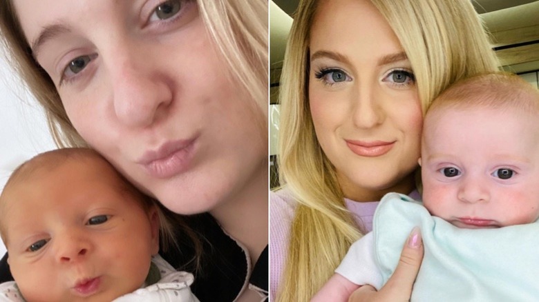 Meghan Trainor and son Riley posing for selfies