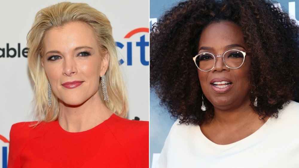 Megyn Kelly and Oprah Winfrey posing on the red carpet in split image