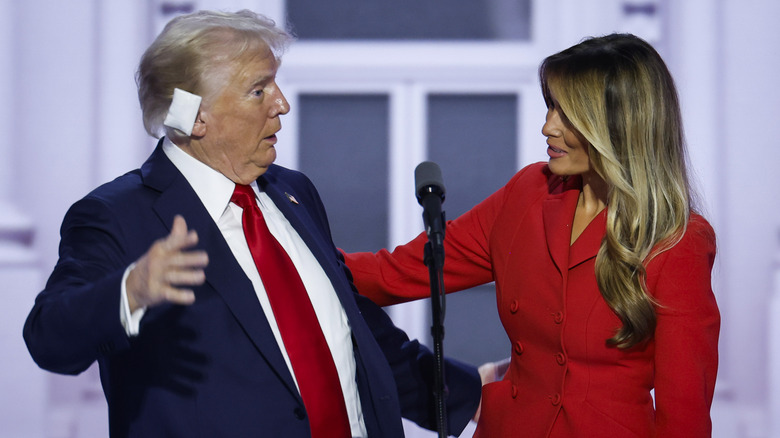 Donald and Melania Trump onstage