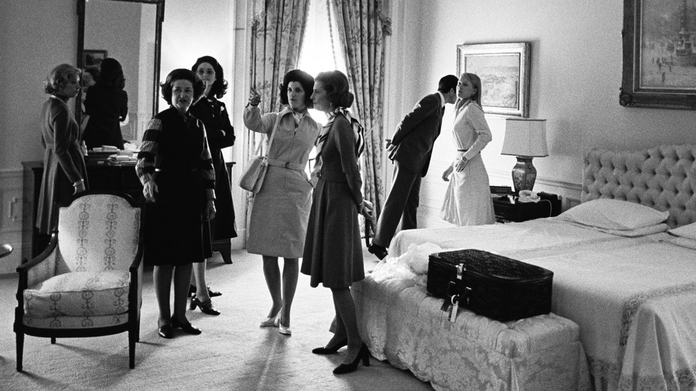 33rd First Lady Betty Ford giving Rosalyn Carter a White House tour in 1977