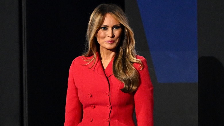 Melania Trump in a red suit