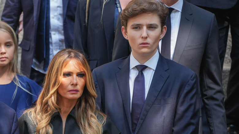 Melania Trump and Barron Trump in formal wear