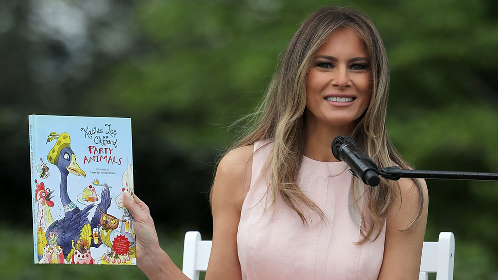 Melania Trump reading a book