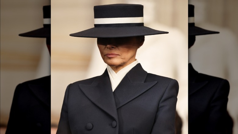 Melania Trump in hat at Donald Trump's Inauguration