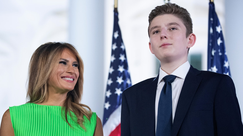 Melania Trump smiling at Barron Trump