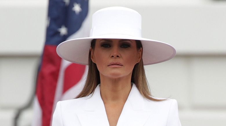 U.S. first lady Melania Trump participating in a state arrival ceremony