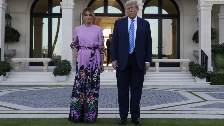 Melania Trump and Donald Trump, posing together