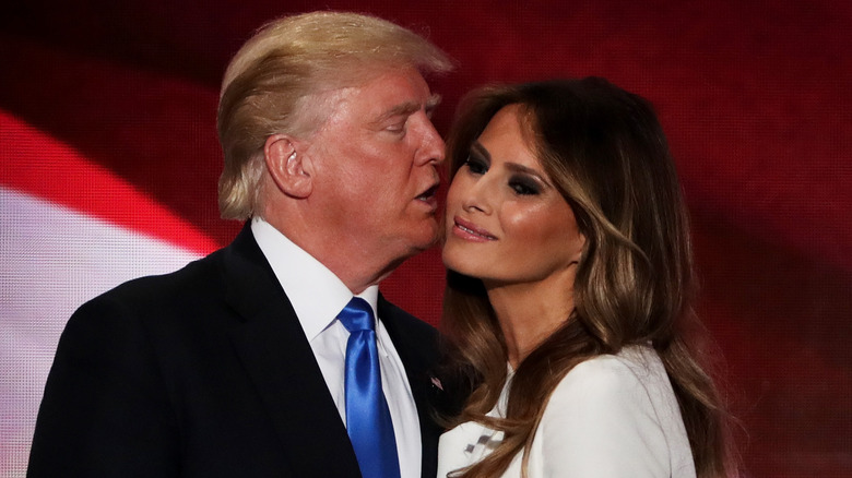 Donald Trump kissing Melania Trump