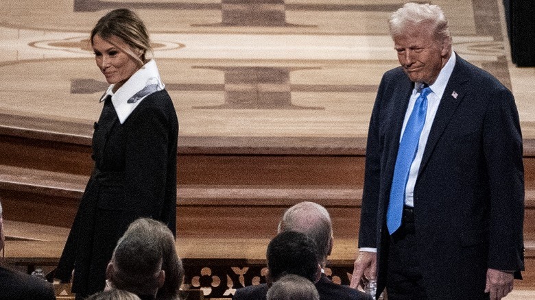 Melania Trump and Donald Trump arrive at Jimmy Carter's funeral (2025)