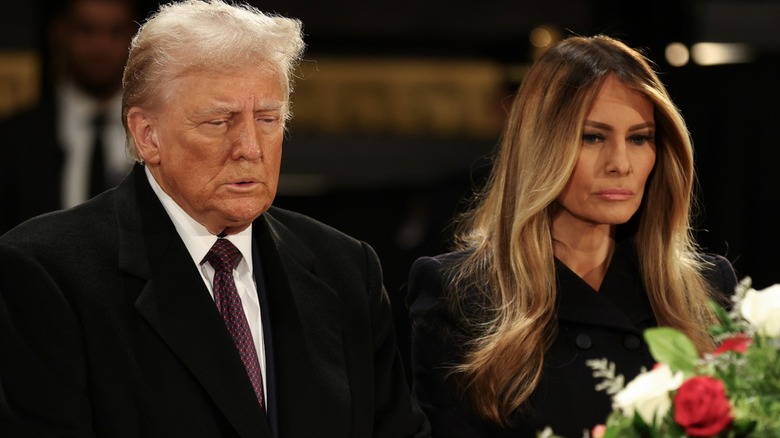 Donald Trump and Melania Trump visit the casket for Jimmy Carter (2025)