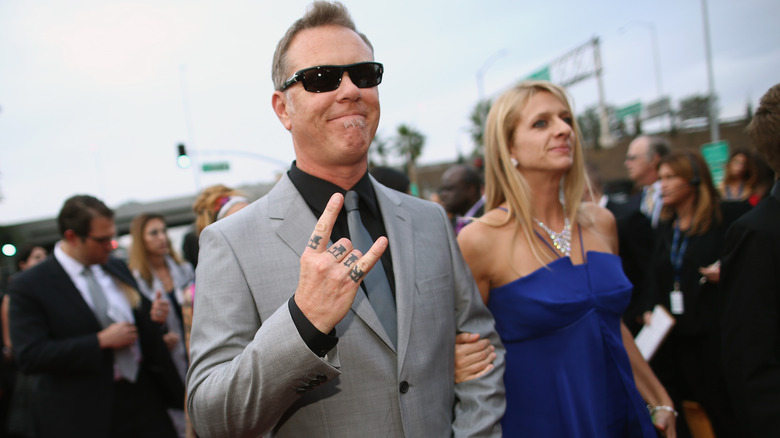 James and Francesca Hetfield arrive at the Grammys