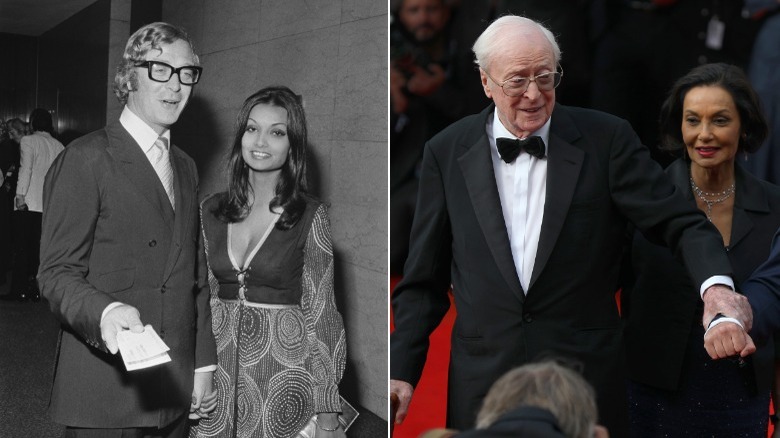 Split image of Michael Caine with his wife Shakira