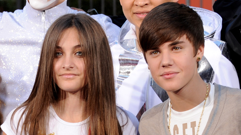 Paris Jackson posing beside Justin Bieber