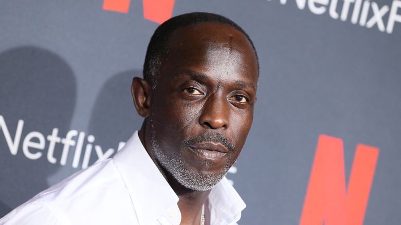 Michael K. Williams posing for press photos