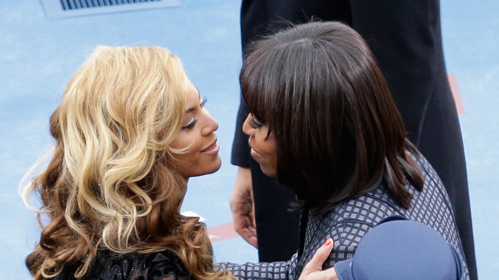 Michelle Obama and Beyonce hugging