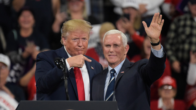 Former President Donald Trump with then-vice president Mike Pence at rally 2019