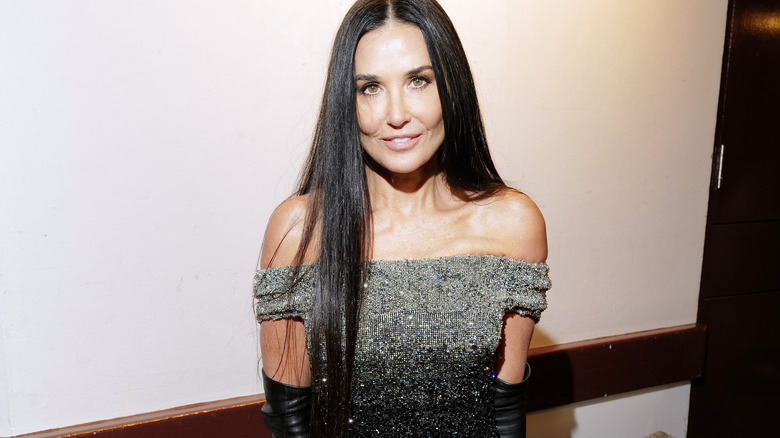 Demi Moore in a sparkly black gown