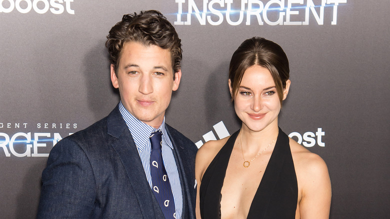 Miles Teller Shailene Woodley posing 