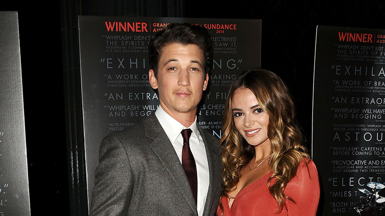 Miles Teller and Keleigh Sperry posing