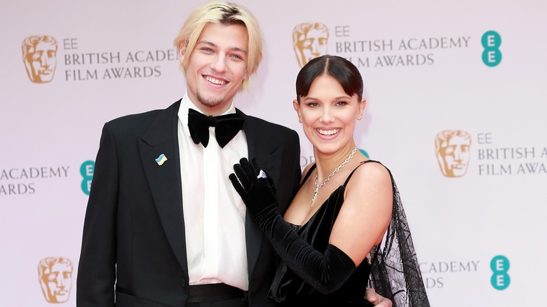 Millie Bobby Brown and Jake Bongiovi smiling