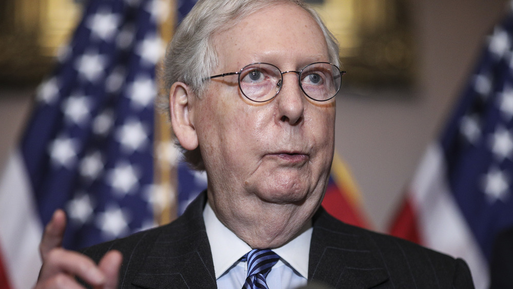 Mitch McConnell speaks during a news conference in 2020