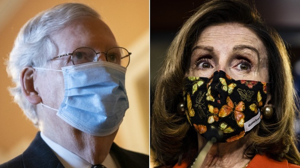 Mitch McConnell and Nancy Pelosi in face masks