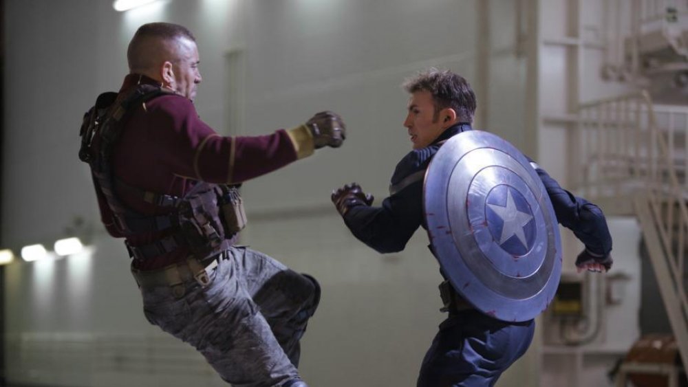 Still of Georges St-Pierre and Chris Evans in Captain America: The Winter Soldier