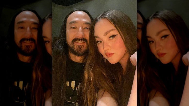 Steve and Devon Aoki pose for a selfie