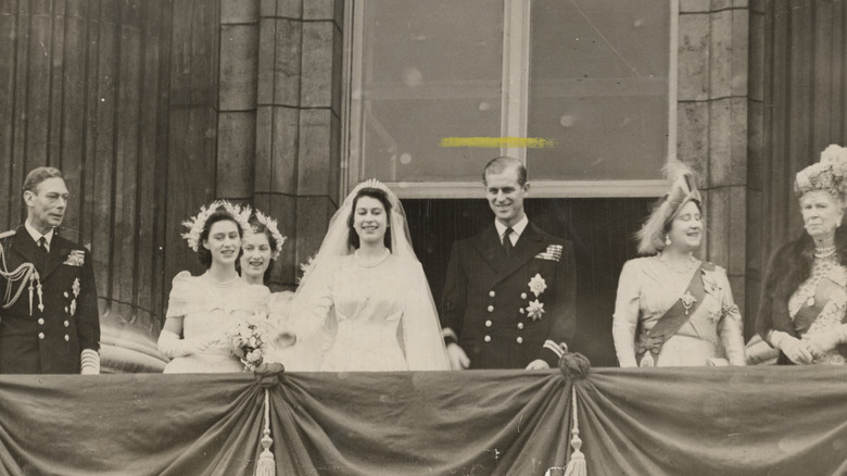 Queen Elizabeth II at her wedding 