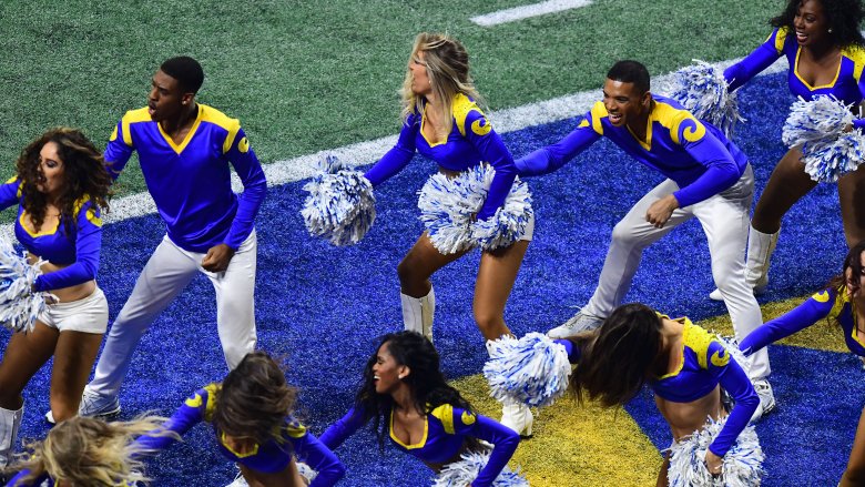 LA Rams male cheerleaders at the Super Bowl