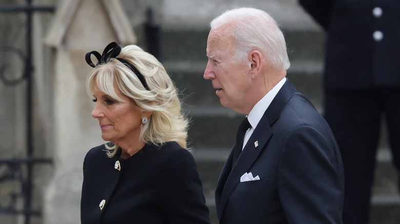 President Biden and First Lady Jill Biden arrive at Queen Elizabeth's funeral