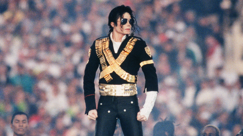 Michael Jackson standing on a stage