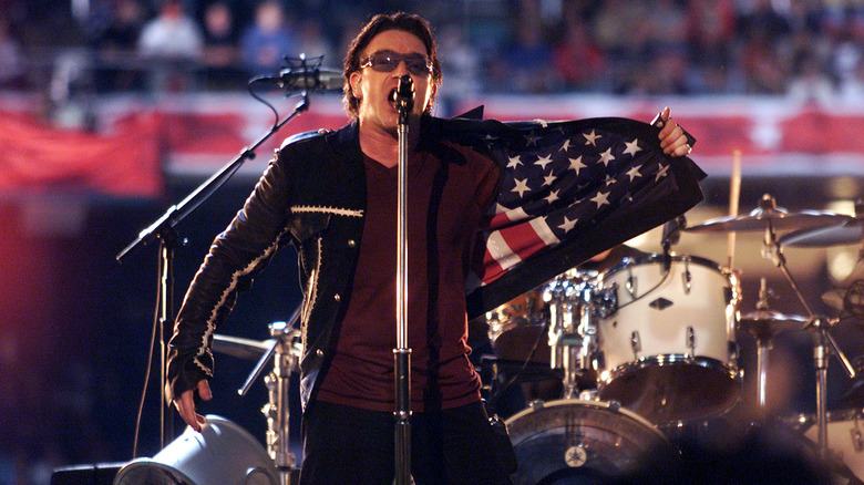 Bono wearing singing