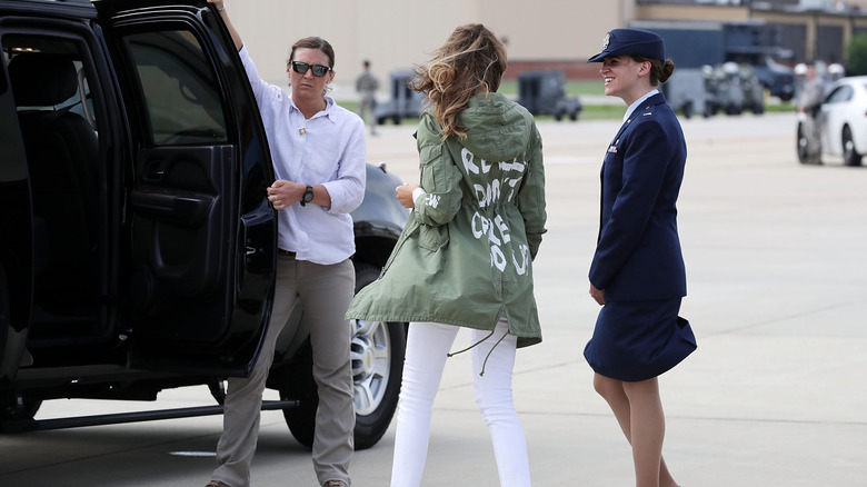 Melania Trump wearing Zara jacket