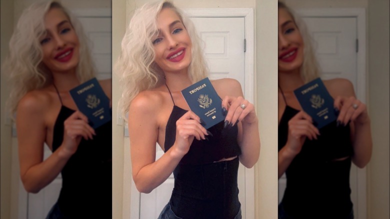 Moriah Plath holding passport