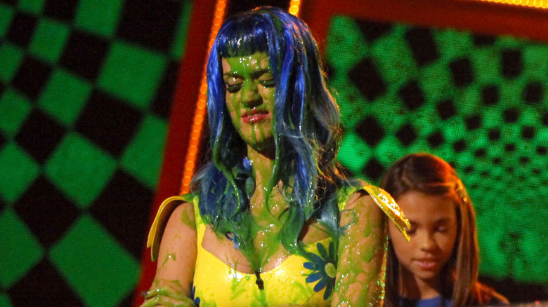 Katy Perry covered in green slime
