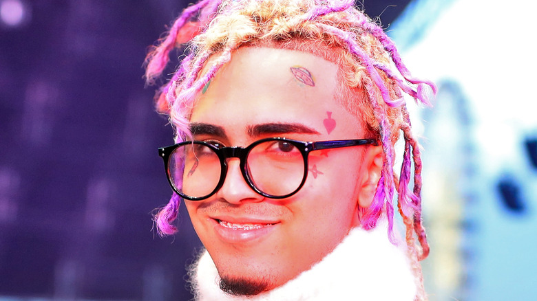 Lil Pump wearing a sweater and glasses