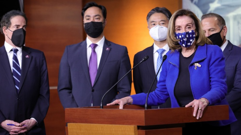 Nancy Pelosi at press conference after the conclusion of former President Donald Trump's second impeachment trial February 13, 2021