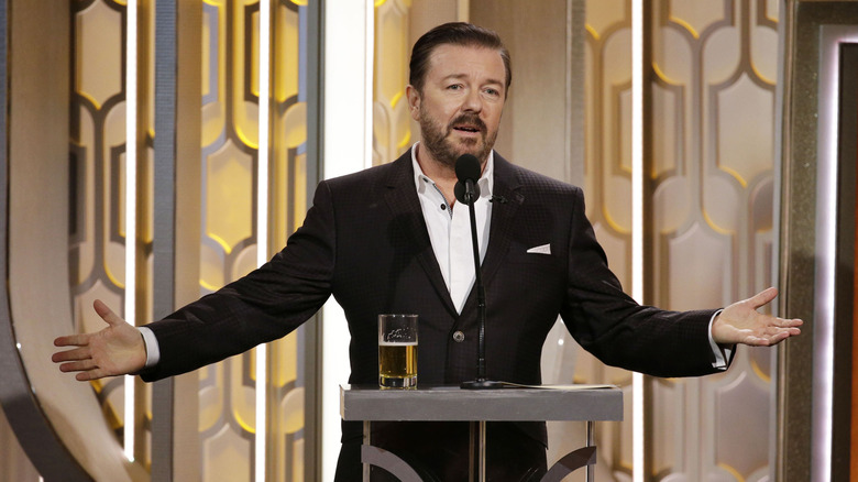 Ricky Gervais hosting Golden Globes