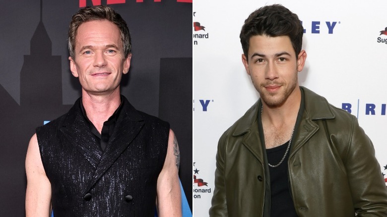 Neil Patrick Harris posing for photo and Nick Jonas posing for photo