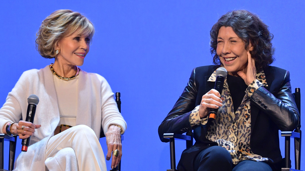 Jane Fonda and Lily Tomlin during interview