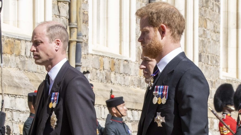 Prince William and Prince Harry at Prince Philip's funeral