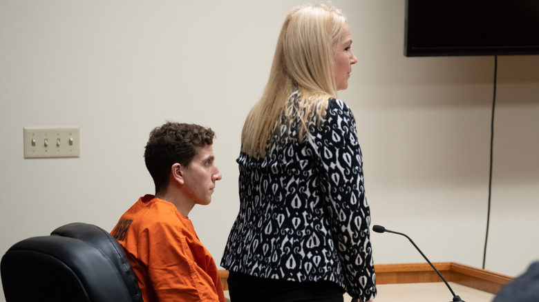 Anne Taylor standing and speaking in court next to Bryan Kohberger