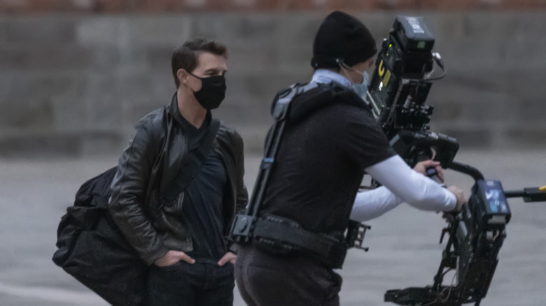 Tom Cruise during filming of Mission: Impossible 7